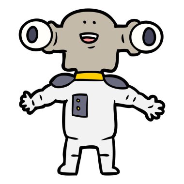 Dostu karikatür uzaylı vektör çizim