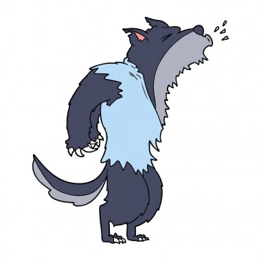 vektör çizim karikatür uluyan kurt adam