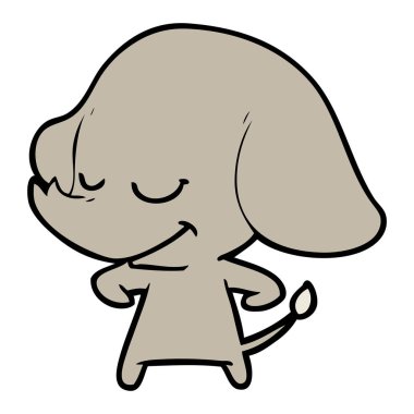 vektör çizim karikatür fil gülümseyen