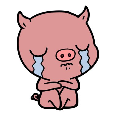 domuz ağlıyor oturan çizgi film