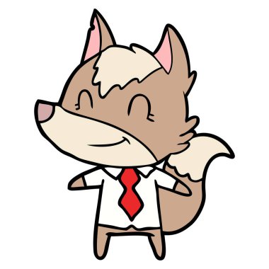 vektör çizim dostu karikatür kurt