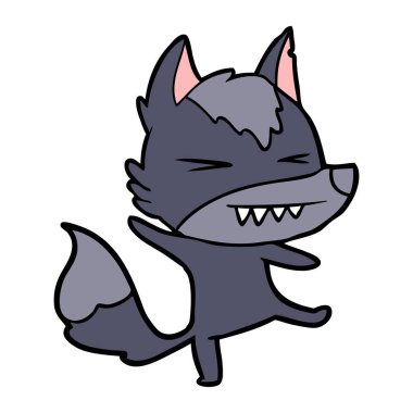 vektör çizim öfkeli wolf çizgi film