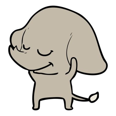 vektör çizim karikatür fil gülümseyen