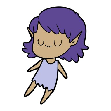 mutlu karikatür elf kızı