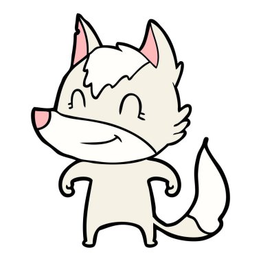 vektör çizim dostu karikatür kurt