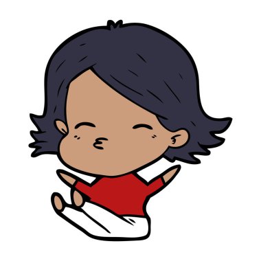 vektör çizim karikatür kadın oturuyordu