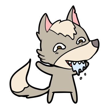 vektör çizim karikatür aç kurt