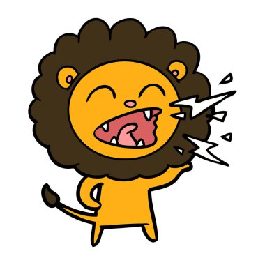 vektör çizim karikatür kükreyen aslan