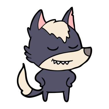 vektör çizim dostu karikatür kurt