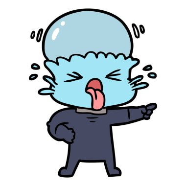 tiksinti çizgi film uzaylı vektör çizim