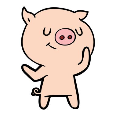mutlu karikatür domuz vektör çizim