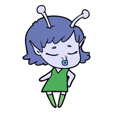 sevimli uzaylı kız çizgi film