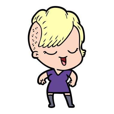 mutlu çizgi film kız vektör çizim