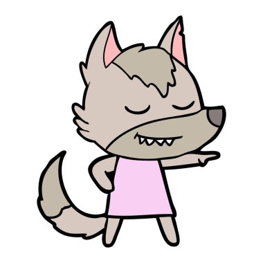 vektör çizim dostu karikatür kurt