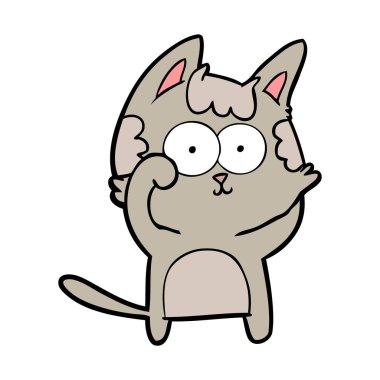 vektör çizim karikatür mutlu kedi
