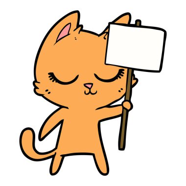 Sakin karikatür kedi afişini ile