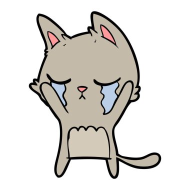 vektör çizim karikatür kedi ağlama