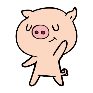 mutlu karikatür domuz vektör çizim