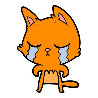 vektör çizim karikatür kedi ağlama