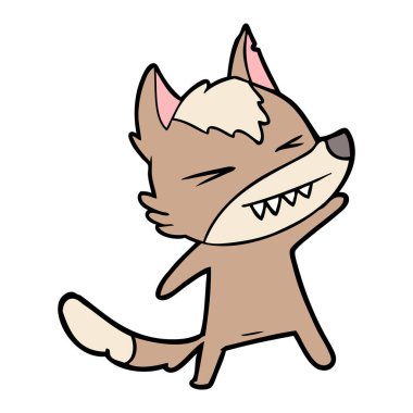 vektör çizim öfkeli wolf çizgi film