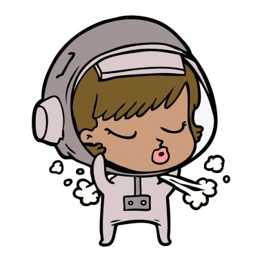 Uzay başlığın alarak çizgi film güzel astronot kız