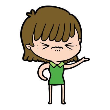 rahatsız çizgi film kız vektör çizim