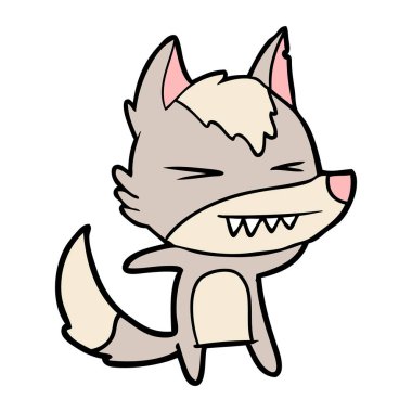 vektör çizim öfkeli wolf çizgi film