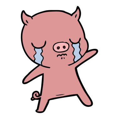 vektör çizim karikatür domuz ağlama