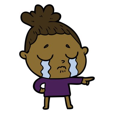 vektör çizim karikatür ağlayan kadın