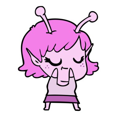 gülümseyen uzaylı kız çizgi film