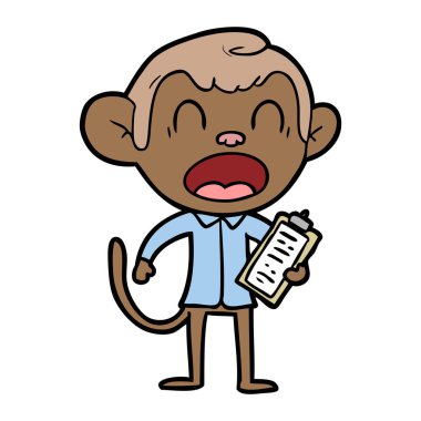 bağırarak karikatür maymun vektör çizim