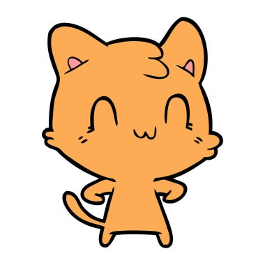 vektör çizim karikatür mutlu kedi
