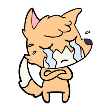 Tilki çizgi film ağlama vektör çizim