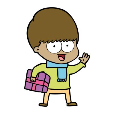 mutlu çizgi film çocuk vektör çizim