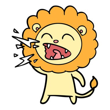 vektör çizim karikatür kükreyen aslan