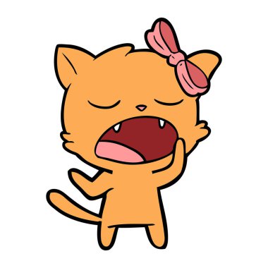 vektör çizim karikatür esneme kedi