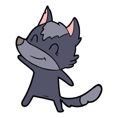 vektör çizim dostu karikatür kurt