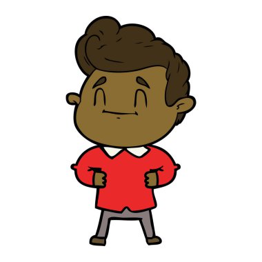 mutlu çizgi film adam vektör çizim