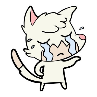 Tilki çizgi film ağlama vektör çizim