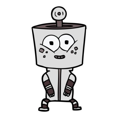 mutlu karikatür robot vektör çizim