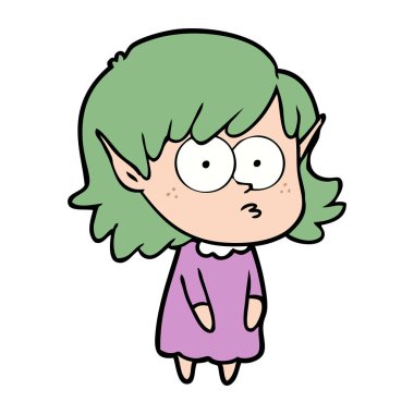 çizgi film elf kızı bakıyordu