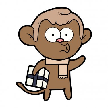 vektör çizim karikatür Noel Maymunu