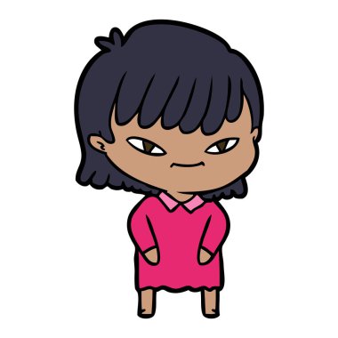 Çizgi filmdeki kadının vektör çizimi