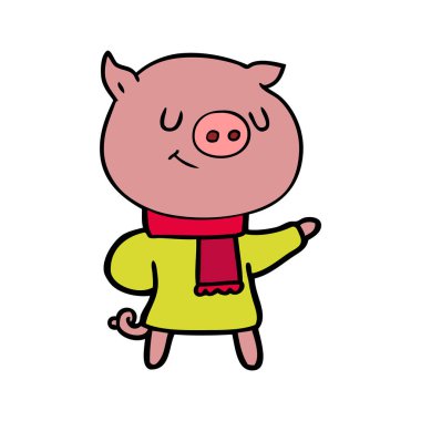 mutlu karikatür domuz vektör çizim