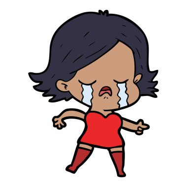 çizgi film kız ağlıyor ve işaret