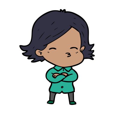 Çizgi filmdeki kadının vektör çizimi