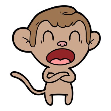 bağırarak karikatür maymun vektör çizim