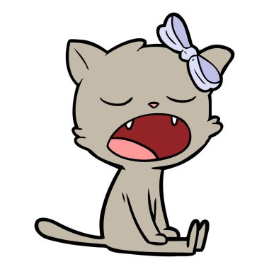 vektör çizim karikatür esneme kedi