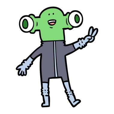 Dostu karikatür uzaylı vektör çizim