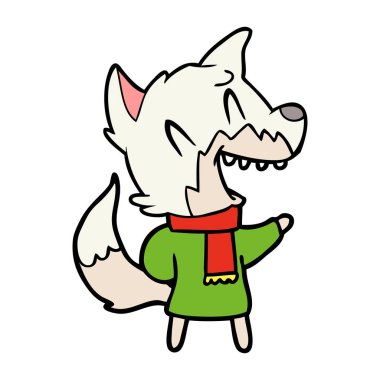 Tilki çizgi film gülen vektör çizim